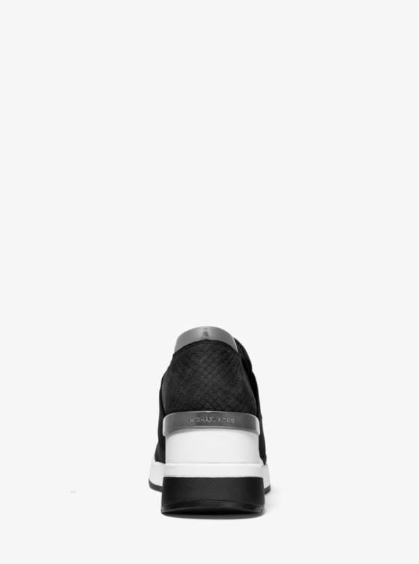 Damske Tenisky Michael Kors Felix Canvas and Snake-Embossed Nubuck Čierne - Topanky Michael Kors Levně | WEFGK-0629